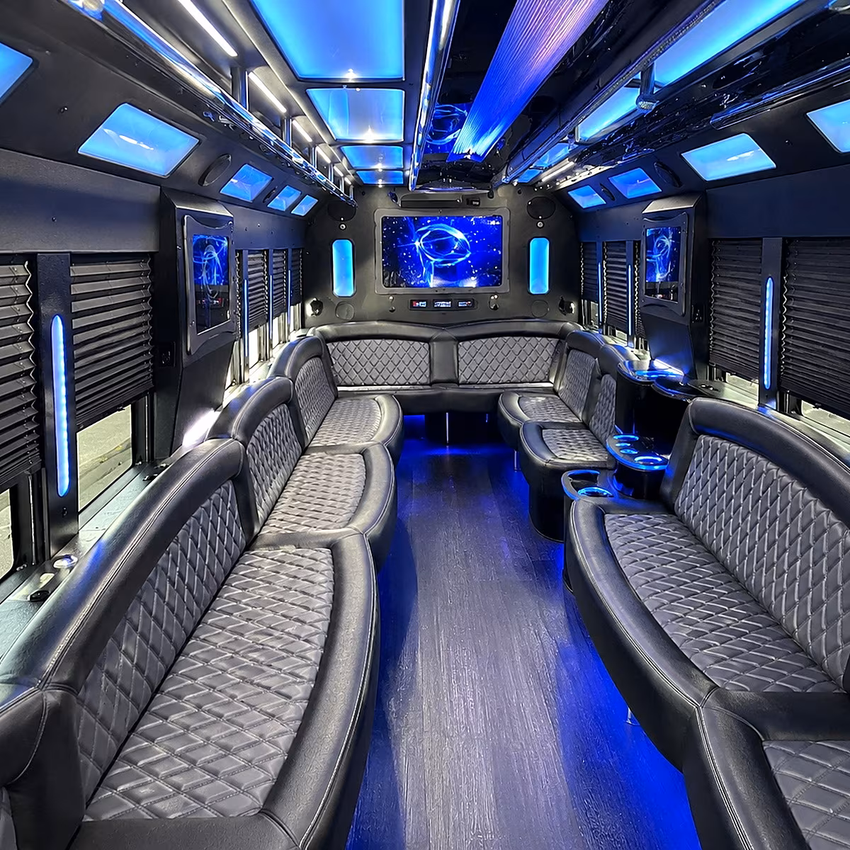 apple valley 50 passenger party bus interior